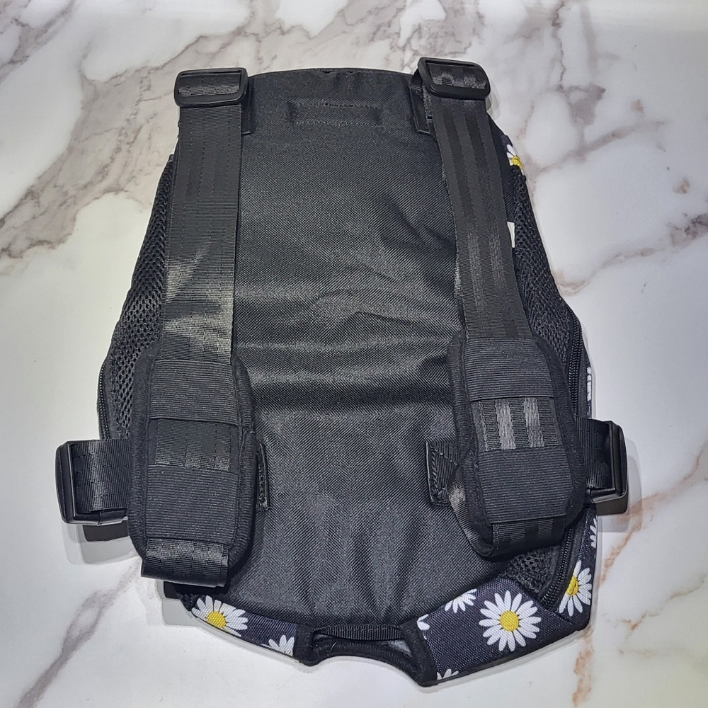 Pawaboo NWT Black Floral Daisy Print Pet Carrier Backpack Size Large (9-13lbs) - Picture 8 of 10